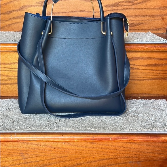 Spacious Blue Tote with Silver Accents - Picture 2 of 3